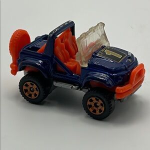 Matchbox Cliff Hanger Jeep Die Cast Toy Vehicle Blue Orange Mattel